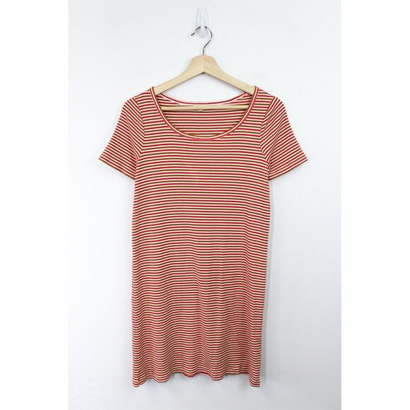 Madewell Swingy Tee Dress Sz XS Short Sleeve Scoop Neck Relaxed Mini Red Stripe - Picture 4 of 9